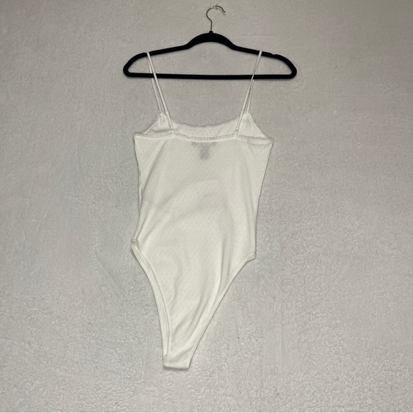 FOREVER 21 Pointelle Knit Bodysuit Bundle 1) White 2) White black Stripes Small - Picture 9 of 10